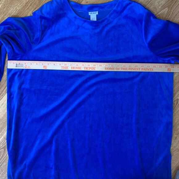Vicki Wayne Women's Blue Velvet Long Sleeve Top 3X stretch  pullover lounge - Picture 6 of 7